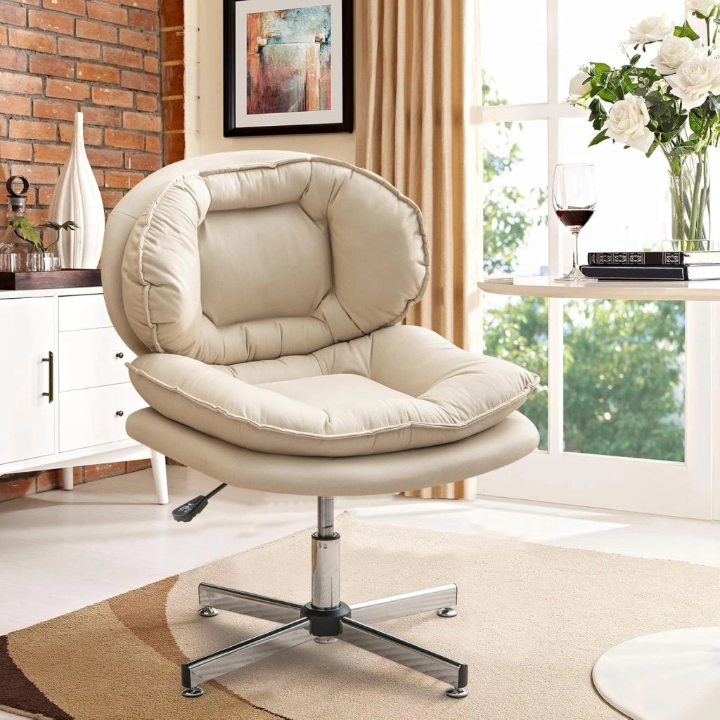 Sedia da ufficio, girevole a 360°, con piedistallo a croce, regolabile in altezza, senza ruote, ergonomica, portata massima: 150 kg