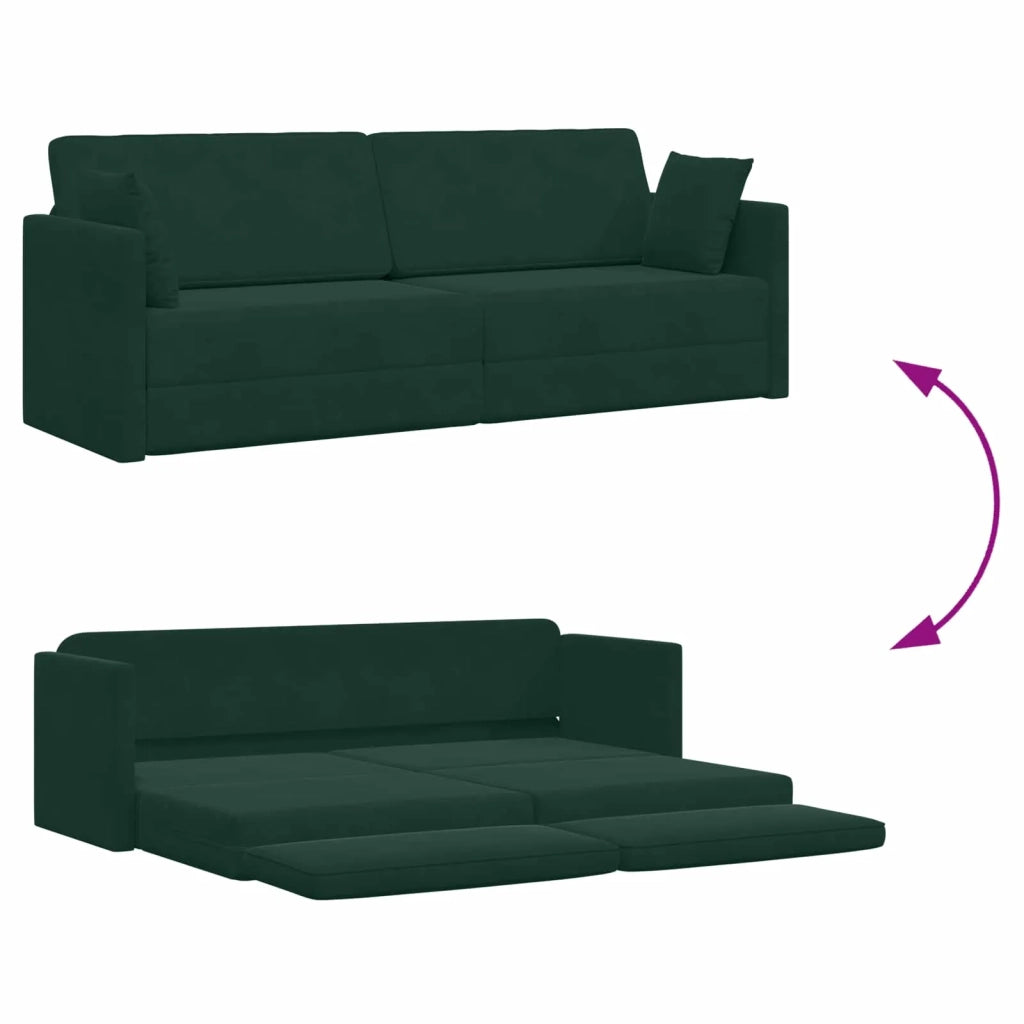 Divano-letto | Sof¨¤ letto | Letto singolo da pavimento Verde Scuro 213 x 70 x 77 cm Velluto