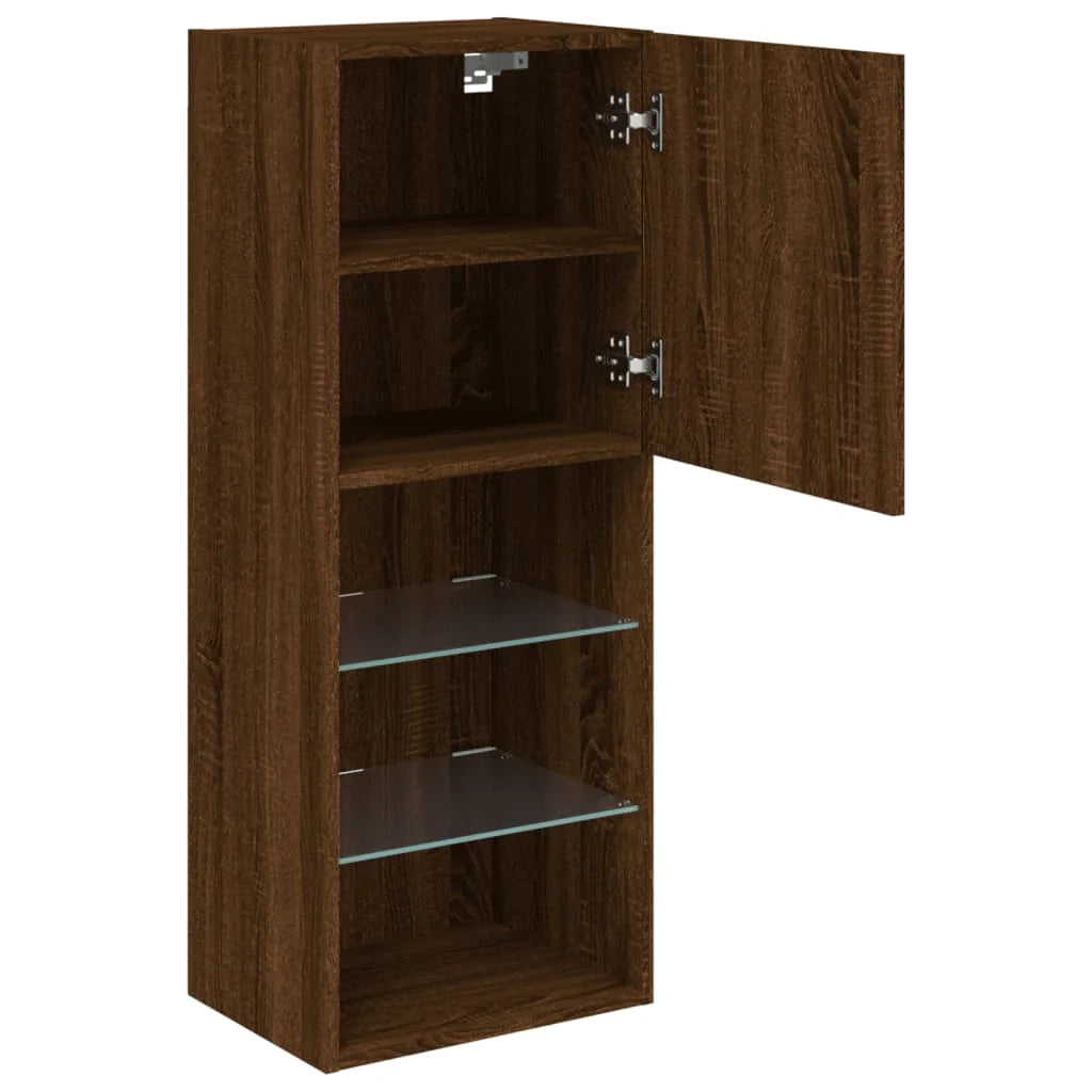 Mobile TV multimediale mensola TV credenza mobile TV per sala da pranzo soggiorno camera da letto con luci LED rovere 40,5 x 30 x 102 cm marrone 02_0026692