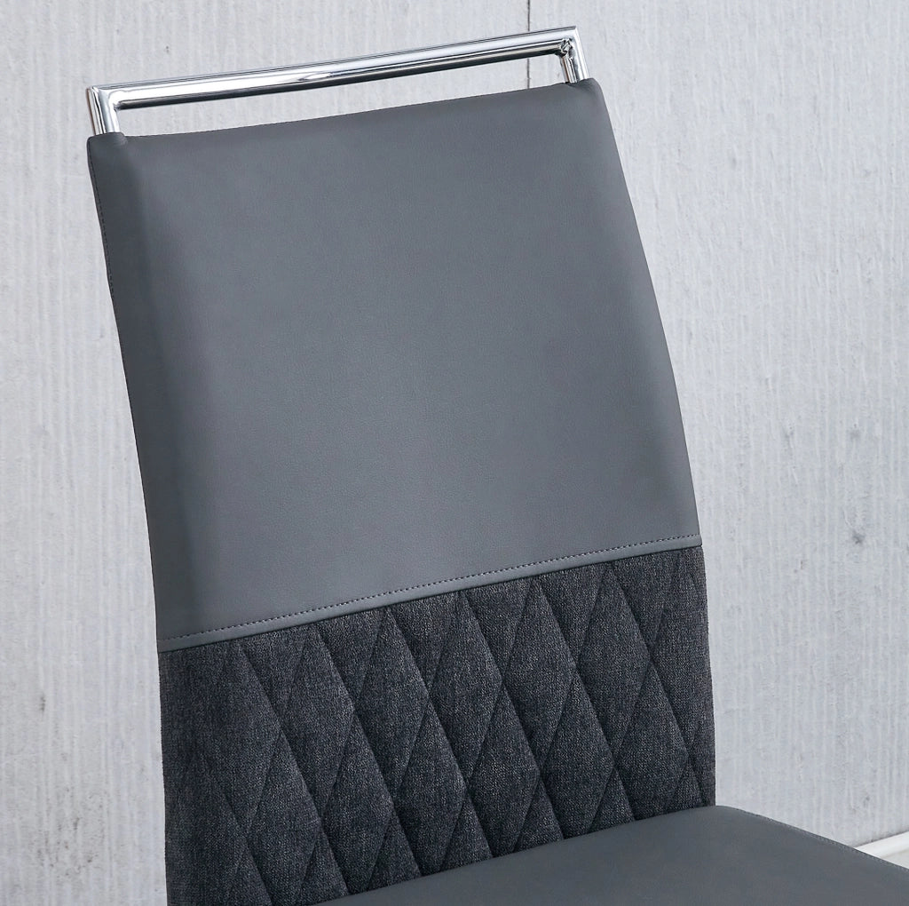 Sedia imbottita ergonomica grigia con schienale in PU e lino