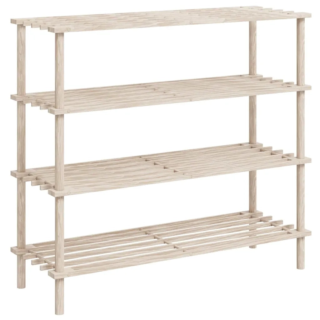 Scarpiere a 4 Livelli 2 pz-Set di 2 Scaffale per scarpe in Legno Massello di Abete