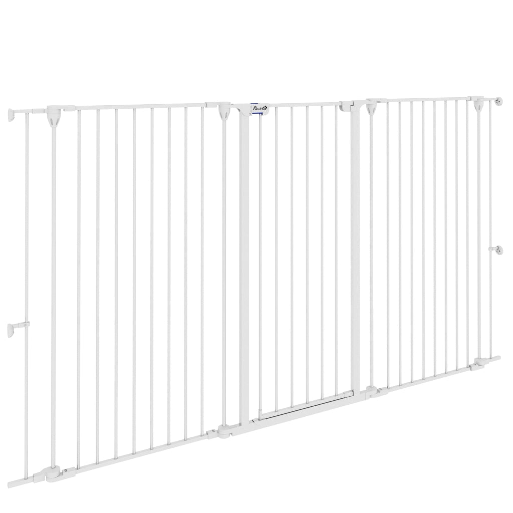 Barriera per cani a 3 pannelli pieghevole con porta ¨C zephmum ¨C bianco