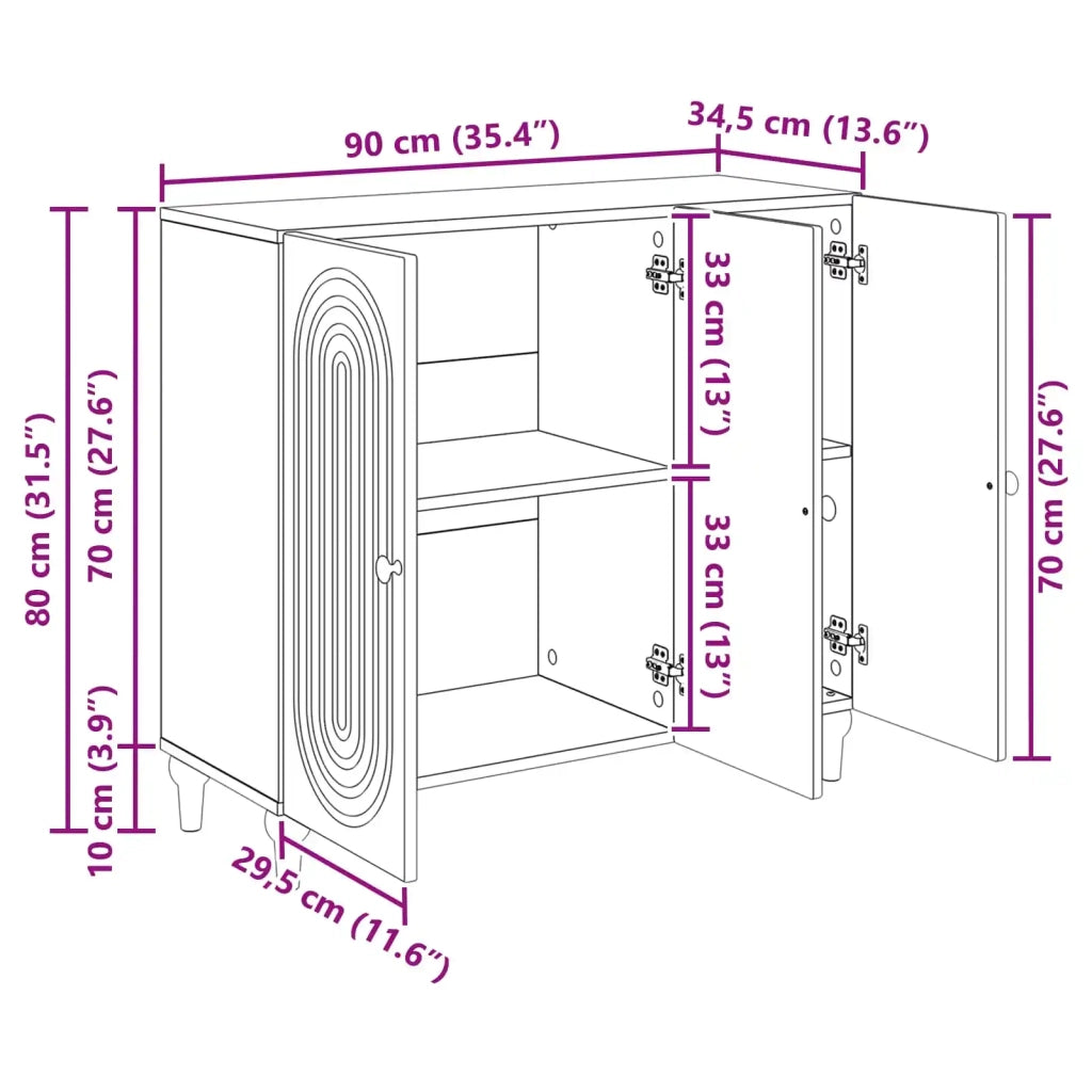 Credenza Nero 89 x 34,5 x 80 cm Legno ingegnerizzato 894186