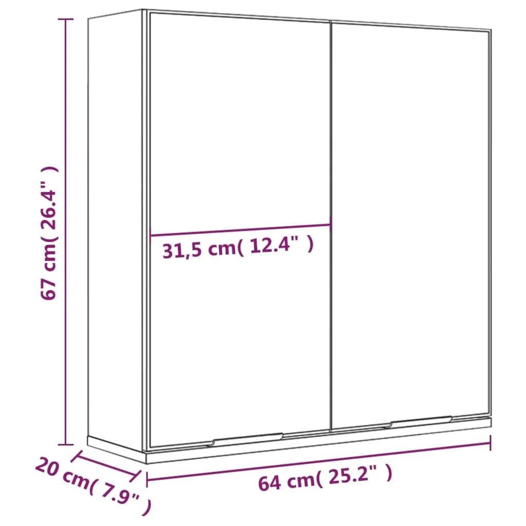 Mobiletto specchio da bagno 64 x 20 x 67 cm grigio 02_0006740