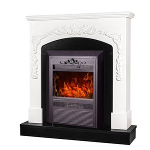 Camino Elettrico da Pavimento 97,5x90x25 cm Effetto Fiamma 2000W Casanova & Cristina Bianco/nero