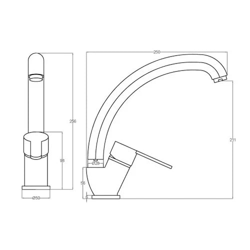 Miscelatore monocomando lavello canna alta DH cromato