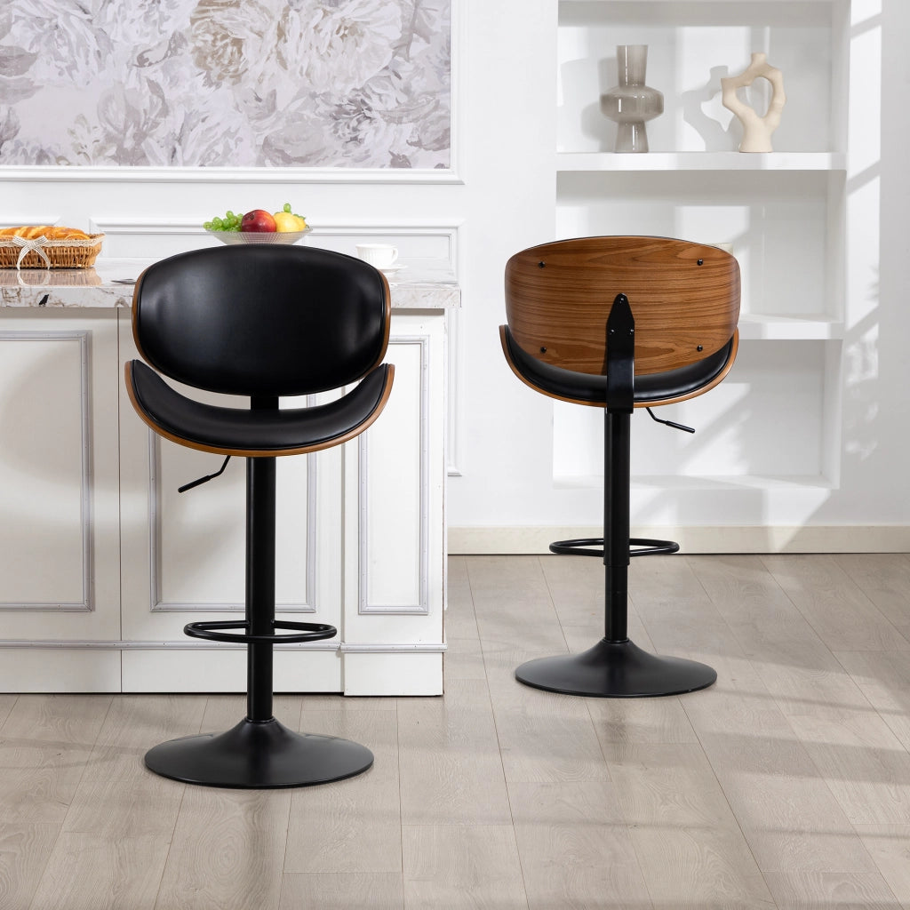 SGABELLO BAR Girevole Regolabile in Altezza 51x50x93-103,5 cm PU Nero