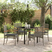 Set da Pranzo per Giardino 5 pz Grigio e Nero Rattan 3380821