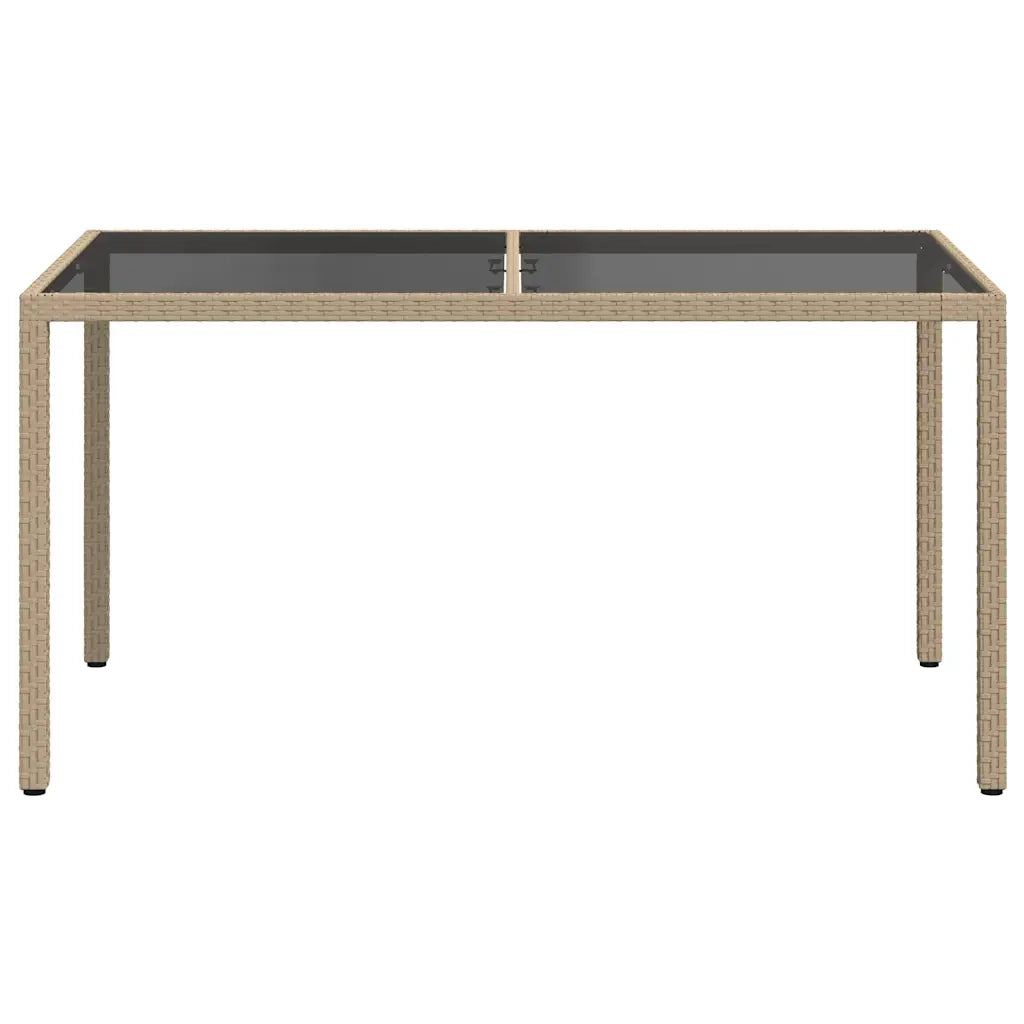 Tavolo Giardino 150x90x75cm Vetro Temperato Polyrattan Beige cod mxl 34273