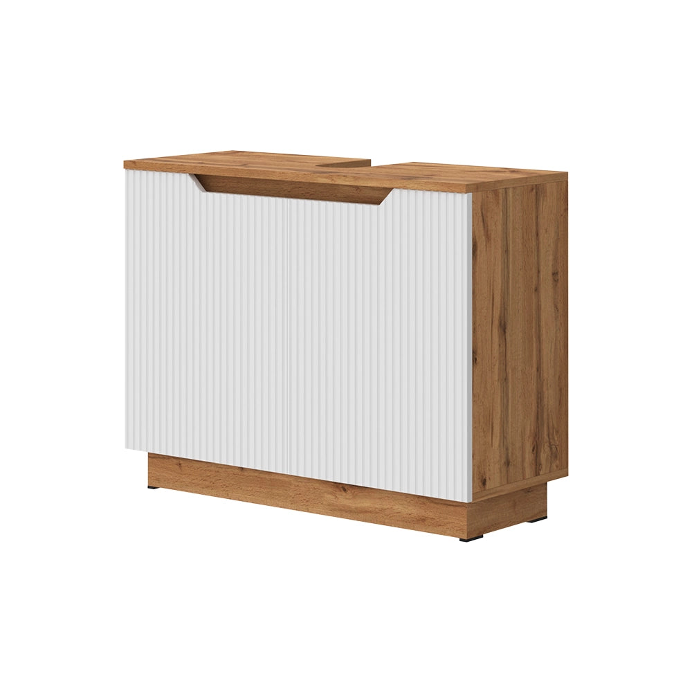 Vicco Mobile sottolavabo per bagno Rovere/bianco a strisce 79.6 x 62.1 cm con 2 porte