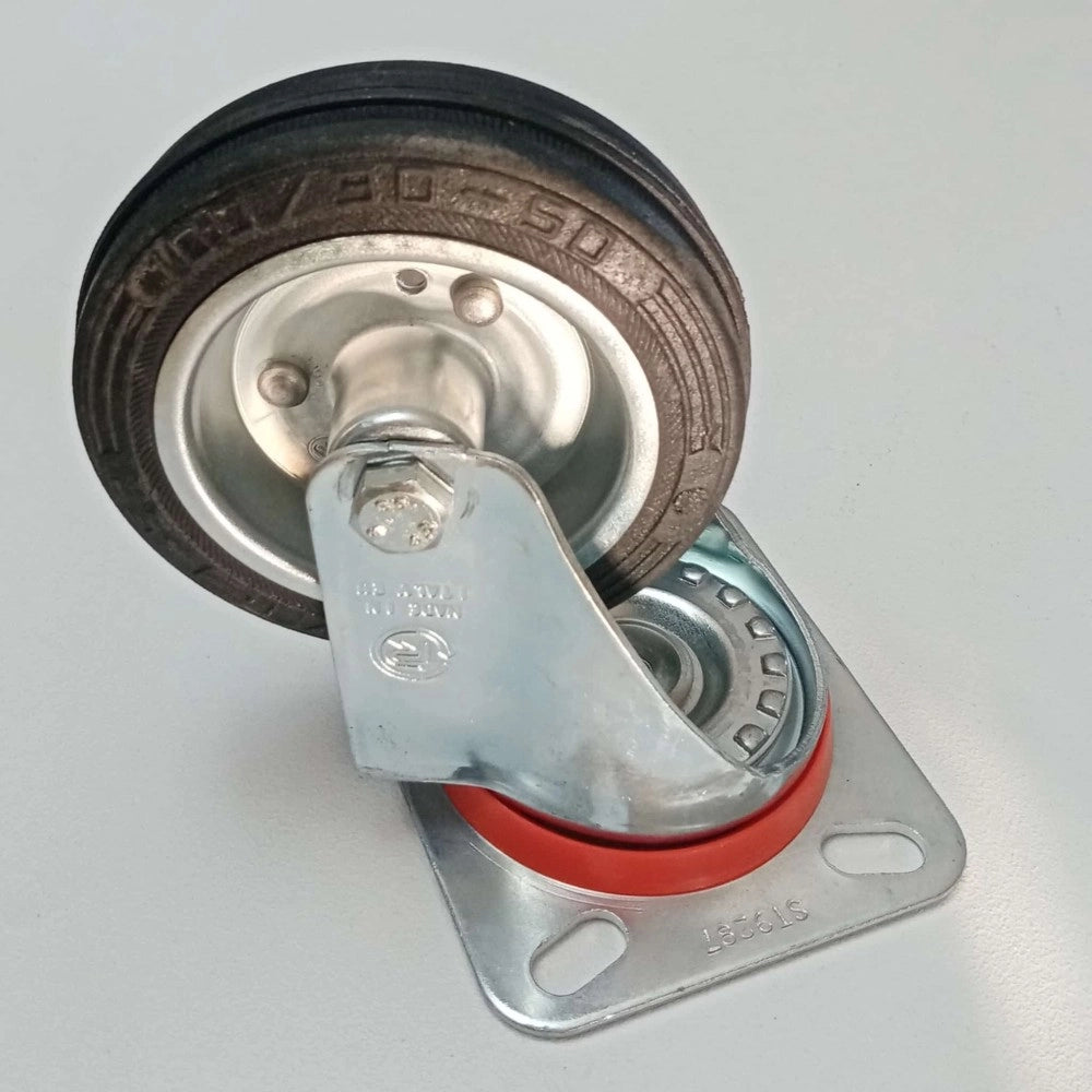 Ruota in gomma da 180mm standard con piastra girevole