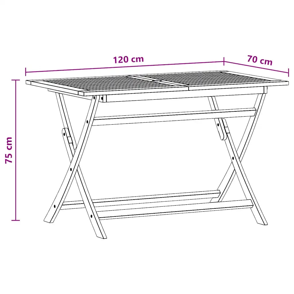 Tavolo Giardino Pieghevole 120x70x75cm Legno Massello Eucalipto 316621