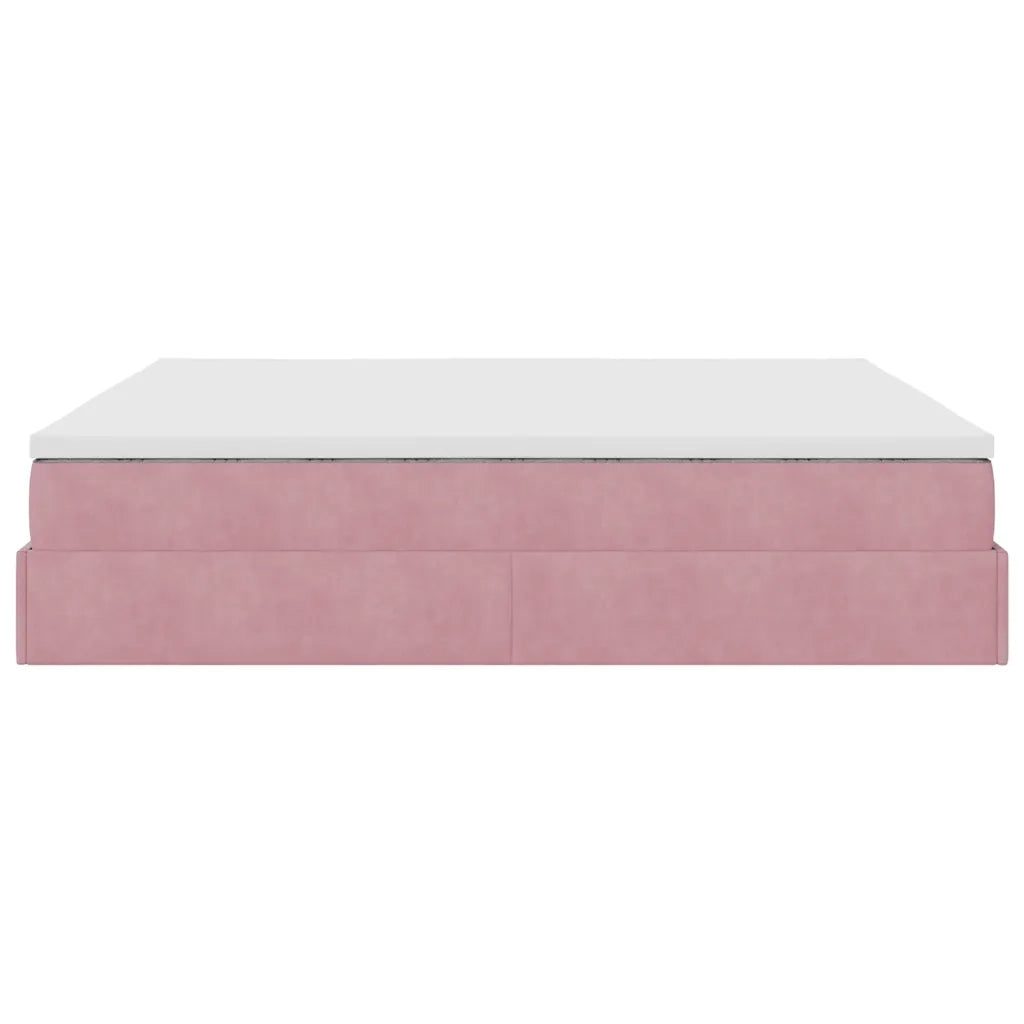 Struttura Letto Pouf con Materassi Rosa 200x200 cm Velluto 3311212