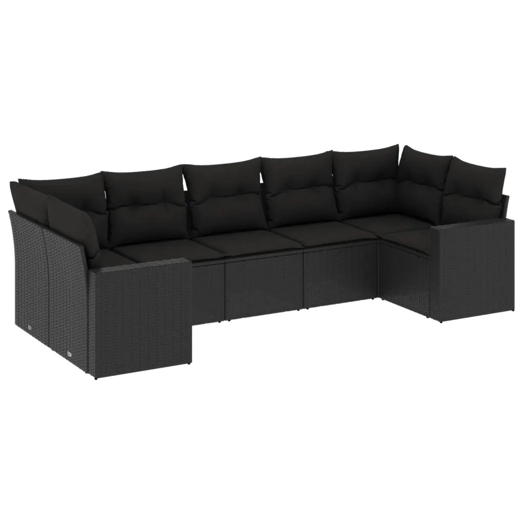 Set Divani da Giardino con Cuscini 7pz Nero Polyrattancod mxl 87972