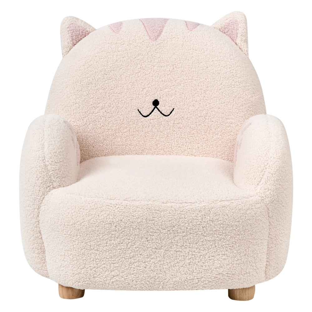 Poltrona per bambini Bouclé Gatto Bianco Sporco Tappezzeria Sedia bassa per bambini Forma