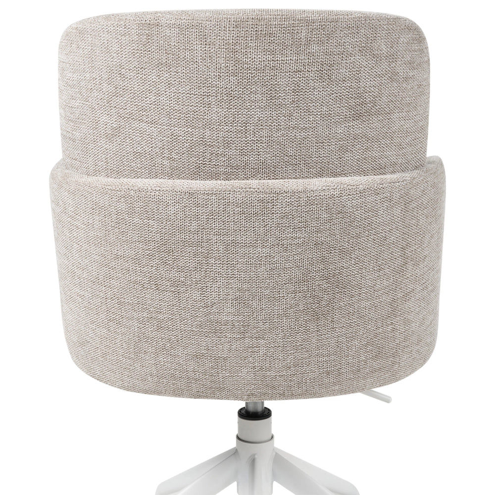 Sedia da ufficio imbottita in tessuto beige girevole regolazione altezza sedile elegante