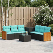 Set di divani 8 pz Nero e Blu Rattan sintetico e Acciaio 3448628