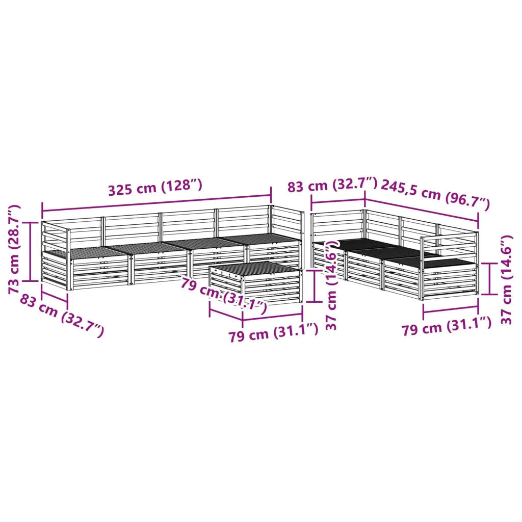 Set di divani da esterno 8 pcs Naturale