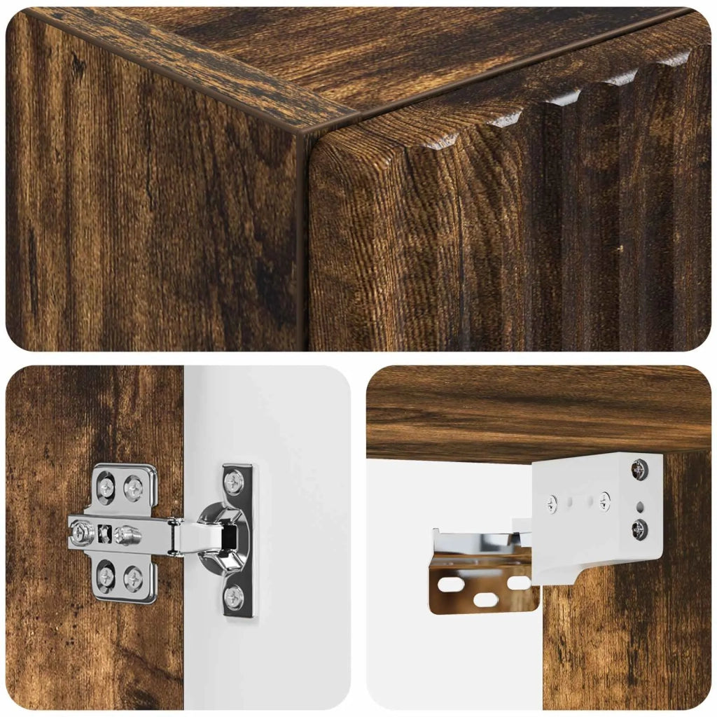 Mobiletto da Bagno a Muro Rovere Fumo 33 x 34,5 x 60 cm 890667