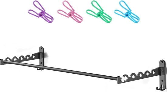 Portatile stendardo per abbigliamento da parete - Salvapazio Hanger aereatore per capi da appendere - Binario di stendaggio per bucato camera da letto bagno (Argento 2)