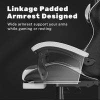 Sedia Gaming con Poggiapiedi Telescopico - RATTANTREE - Sedie da gamer con Cuscino Lombare & Poggiatesta- Schienale Regolabile 90-155° - Bianco