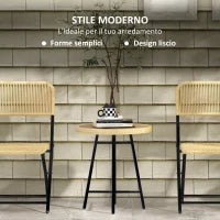 Tavolino da Giardino Moderno in Rattan e Acciaio, 50x50x55 cm, Nero e color Legno