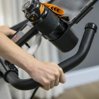 Cyclette Professionale, Bici da Spinning,Cyclette da Camera Regolabile con Schermo LCD e Portabicchieri, Volano 8kg, Bianco