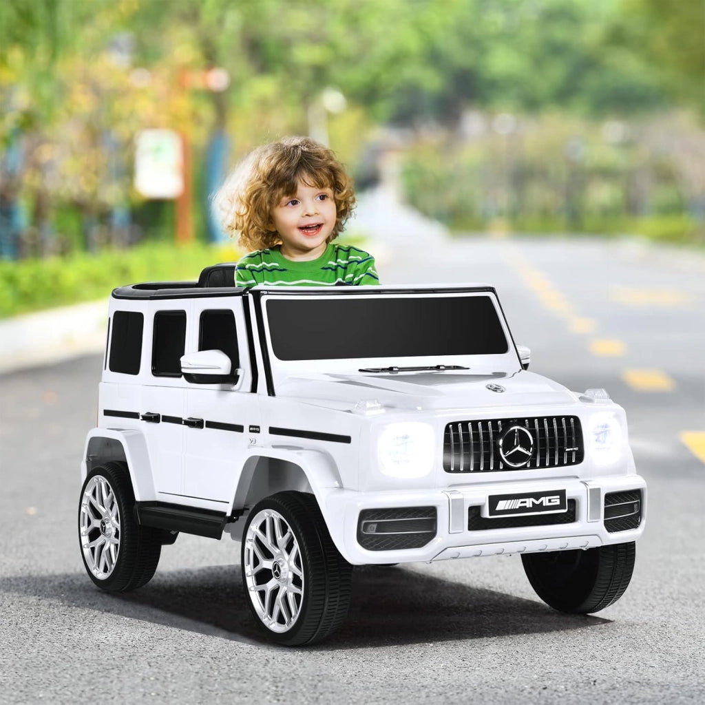 Macchina Elettrica per Bambini 12 V Mercedes Benz, Veicolo Elettrico a 2 Porte con MP3,con Telecomando,Carico 12,5kg, con Clacson,luci a LED e Cintura di Sicurezza, per 3 a 8 Anni (Bianco)