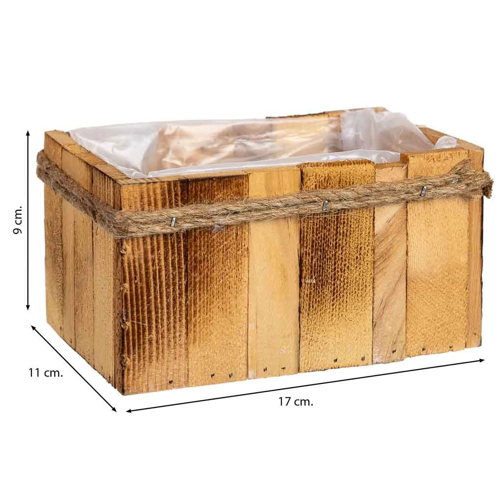 Cesto rettangolare in legno 17x11x9h cm