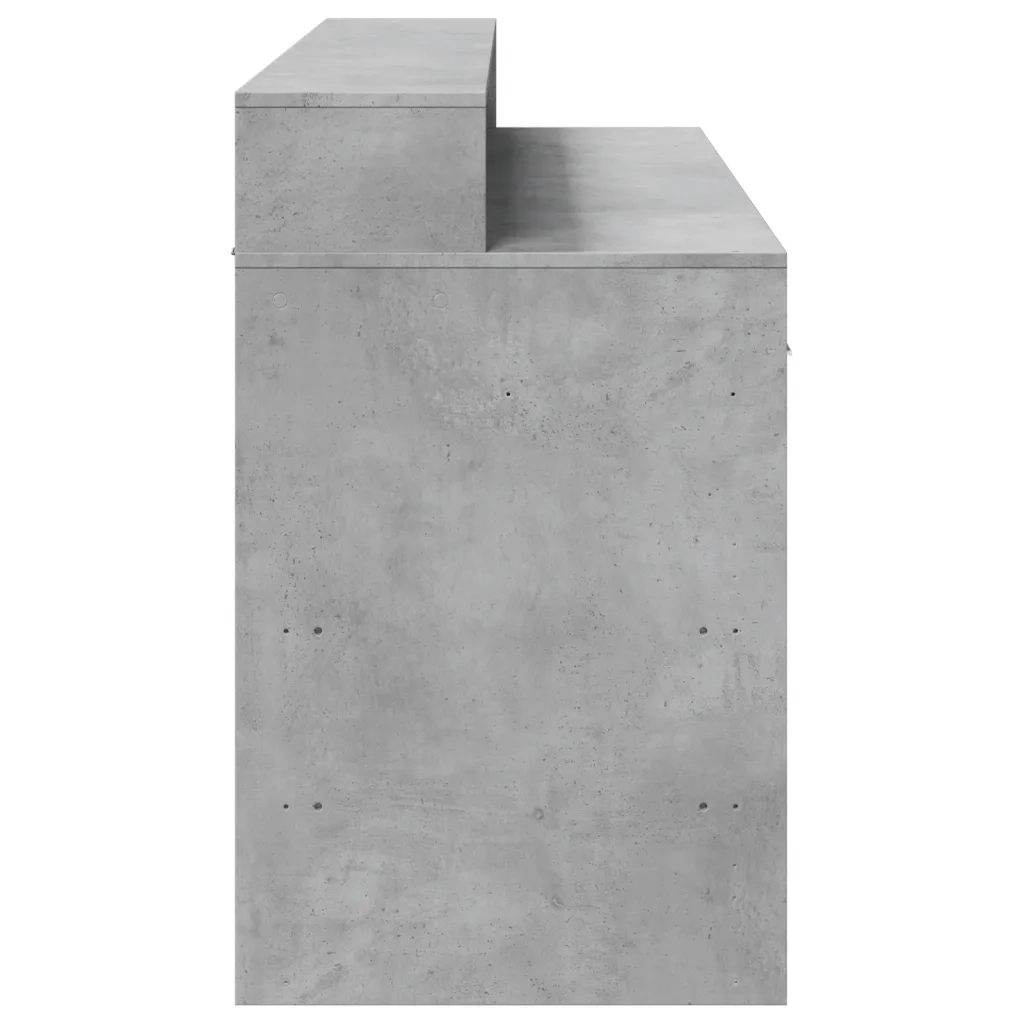 Scrivania | Tavolo da Ufficio con Luci LED Grigio Cemento 140x55x91 cm Multistrato