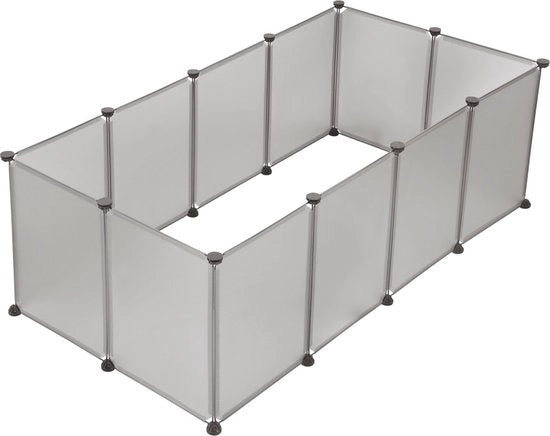 Ren per Cani, Gatti e Conigli in Plastica e Metallo - 140x72x46 cm - Grigio