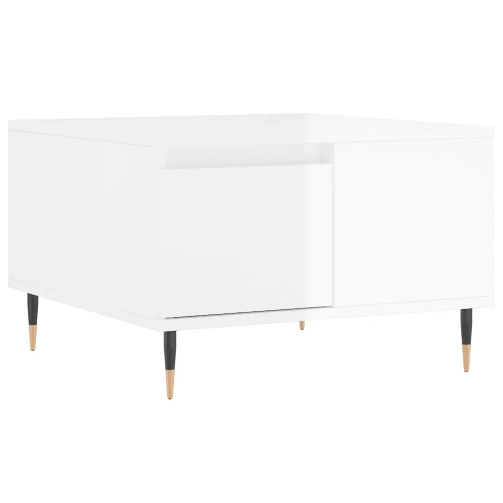 Tavolino Salotto-Tavolino da soggiorno-Tavolo Bianco Lucido 55x55x36,5 cm Legno Multistrato 778640