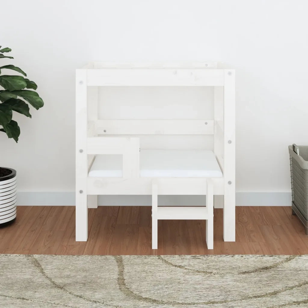 Cuccia per Cani Bianco 55,5x53,5x60cm in Legno Massello di Pino 822368