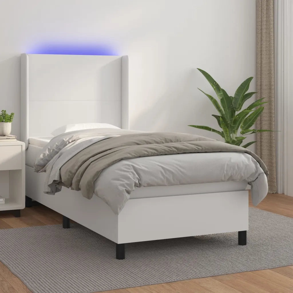 Giroletto Molle con Materasso e LED Bianco 90x200 cm Similpelle cod mxl 67992