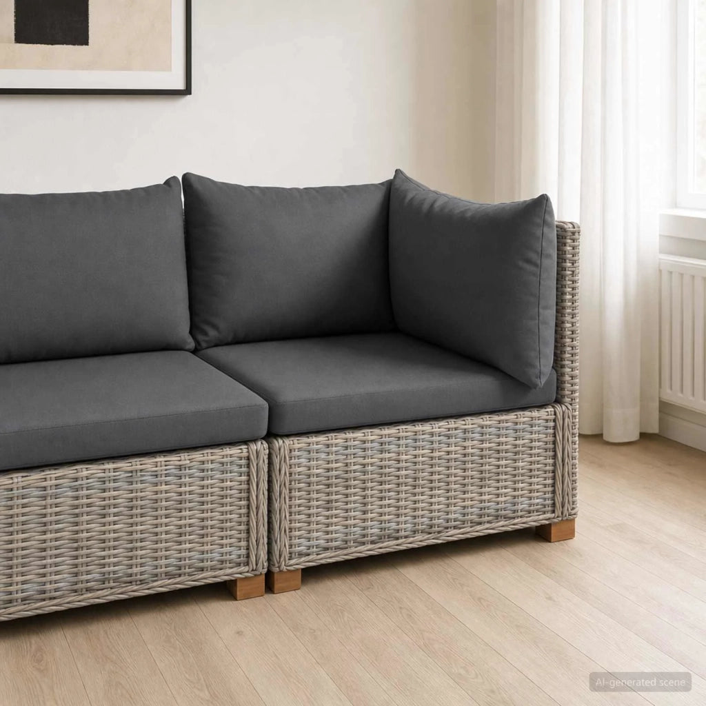 Divano Angolare con Cuscini GENDT Rattan naturale Grigio Kubu 42034383