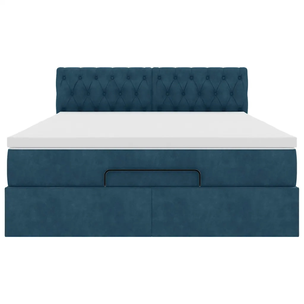 Struttura Letto Pouf con Materasso 140x190 cm in Velluto 3312696