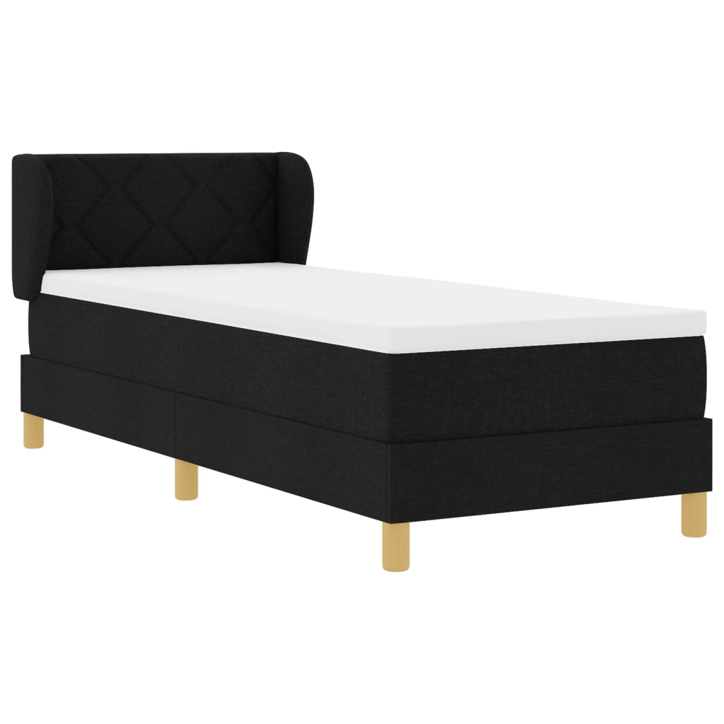 Letto con Materasso Box Spring Nero 80x200 cm Tessuto