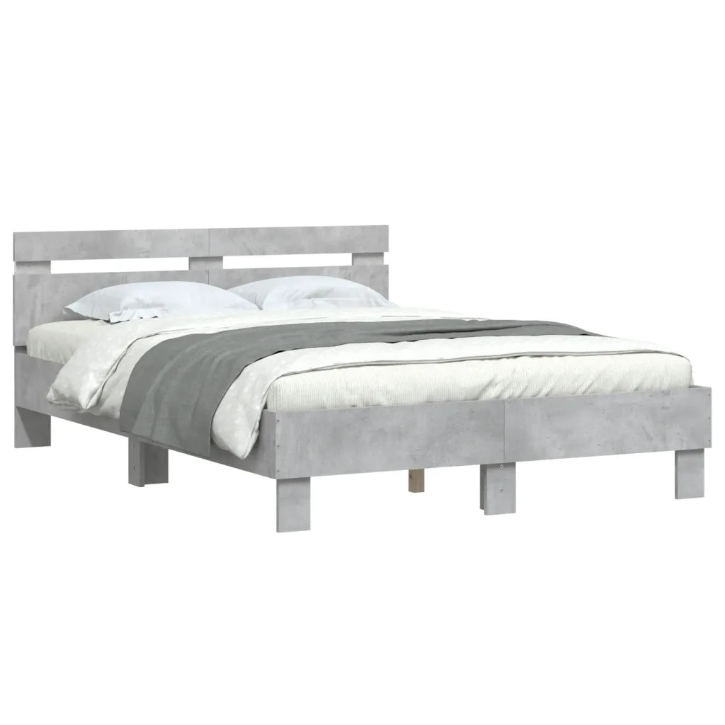 Giroletto con Testiera e LED Grigio Cemento 135x190 cm 3207570