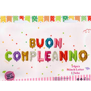 Trade Shop - Festone Palloncini Buon Compleanno Colorato 16inch Lettere Elio Compleanni Party -