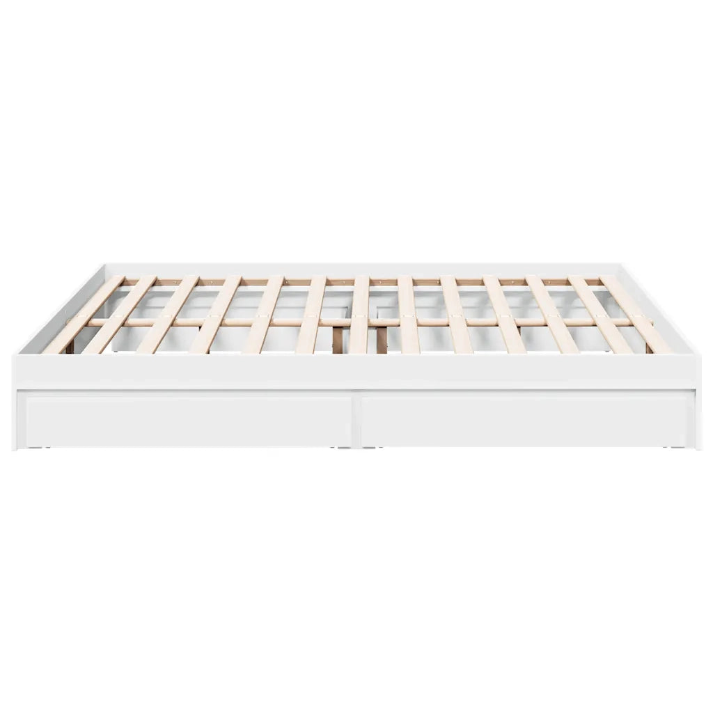 Letto matrimoniale | Letto per adulti | Giroletto con Cassetti Bianco 180x200 cm in Legno Multistrato