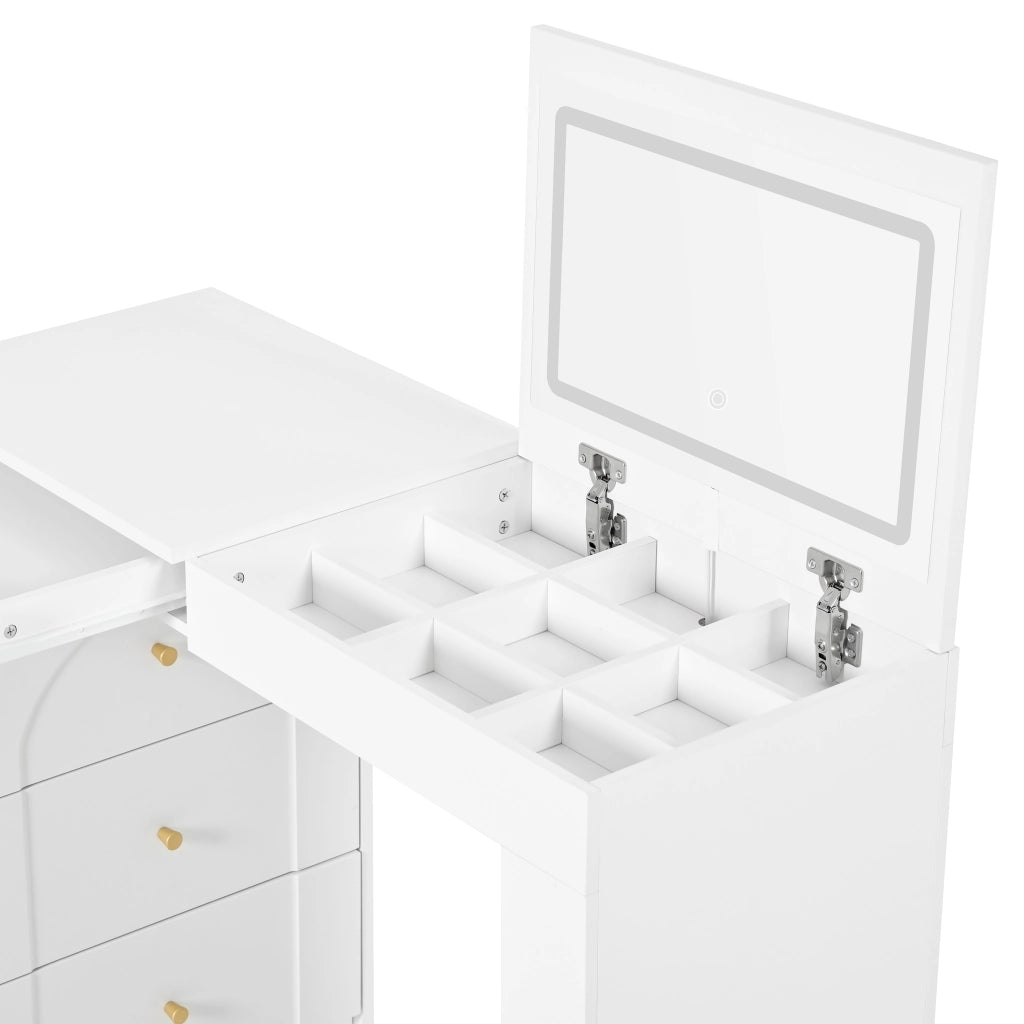 Tavolo da Trucco Girevole con LED ¨C MINIMAL ¨C Bianco 105x40x80cm