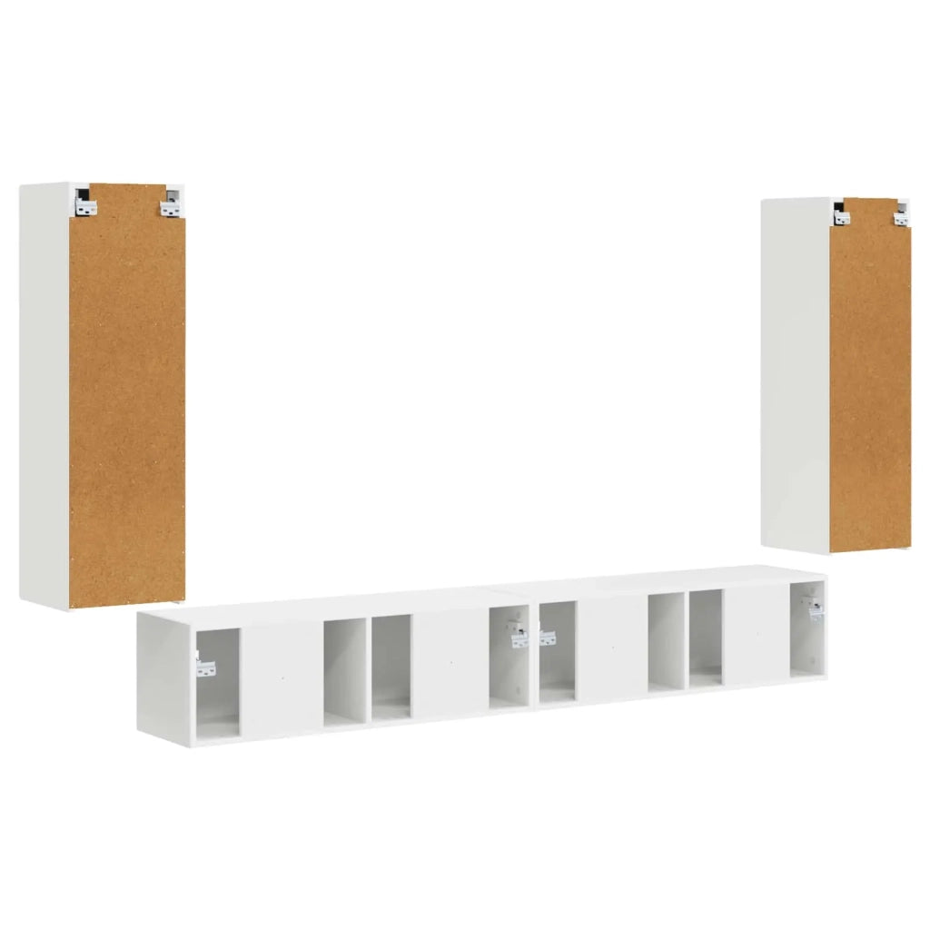 Set di Mobiletto da TV a Parete 4 pcs Bianco Legno multistrato 3408925