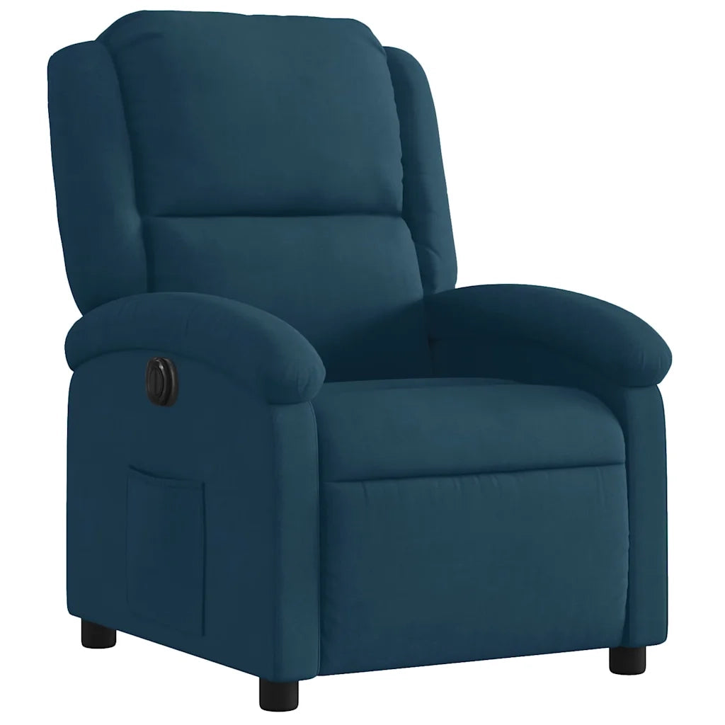 Divano Sedia-Poltrona Reclinabile Elettrica Blu in Velluto 840434
