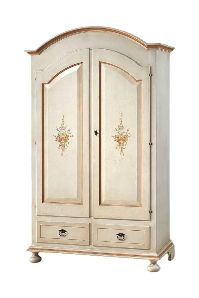 Armadio shabby 2 porte legno bianco anticato filo arancione 125x61x200 - Mobili 2G