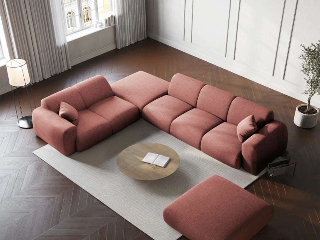 Cosmopolitan Design - Divano angolare sinistro "Nolio" 4 posti in ciniglia rosa 