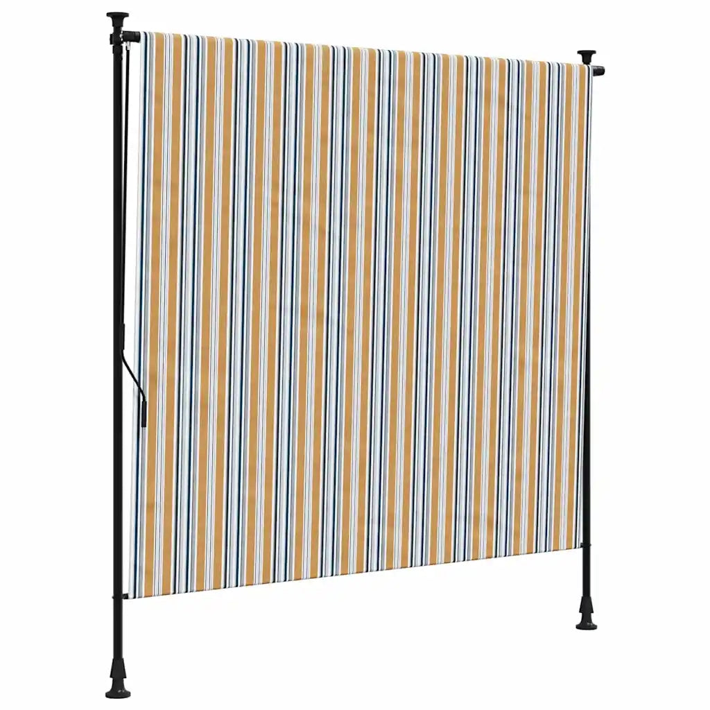 Tenda a Rullo Esterno Gialla e Bianca 150x270cm Tessuto Acciaio 368774