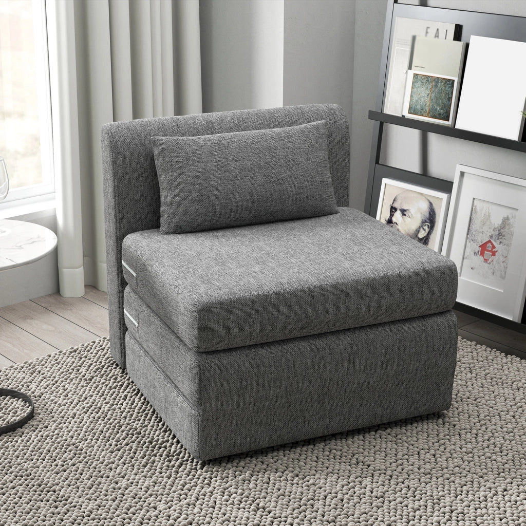 Poltrona Letto Singolo da Terra Salvaspazio 80x75x74 cm in Tessuto Grigio
