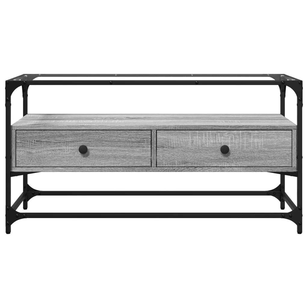 Mobile TV Piano Vetro Grigio Sonoma 98x35x51 Legno Multistrato 846067