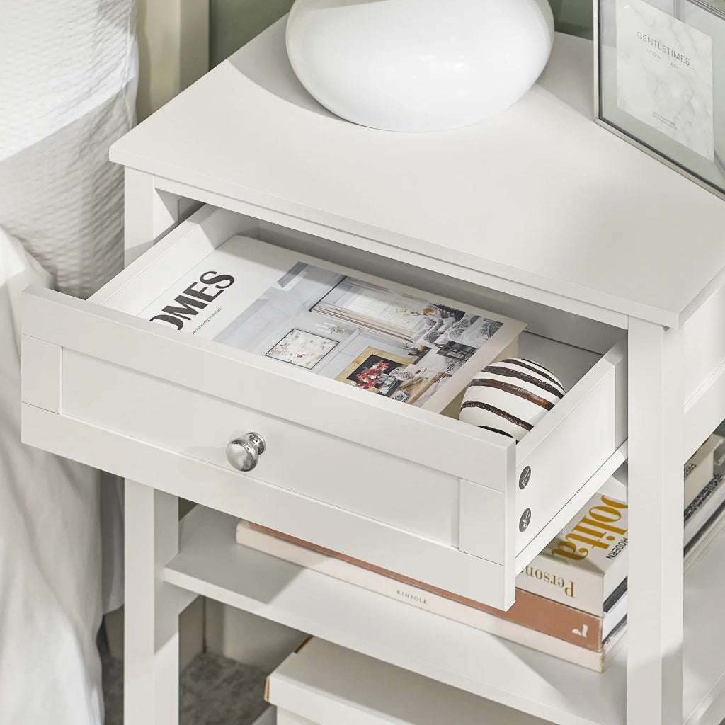 Tavolino da divano, tavolino da salotto o soggiorno, con cassetto,Bianco FBT46-W