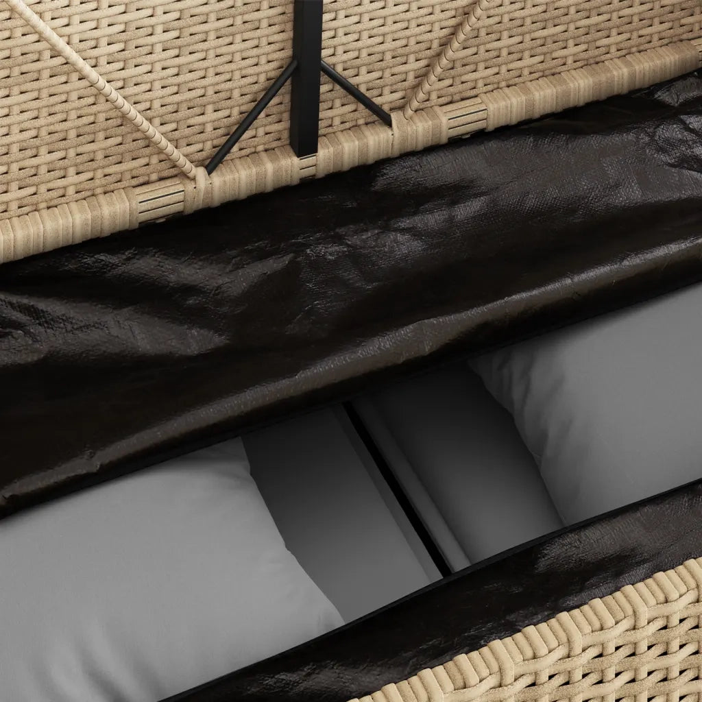 Panca da Giardino con Cuscini Beige in Polyrattan 365775